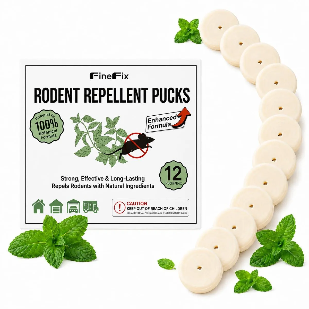Twelve peppermint oil pucks in mesh pouches