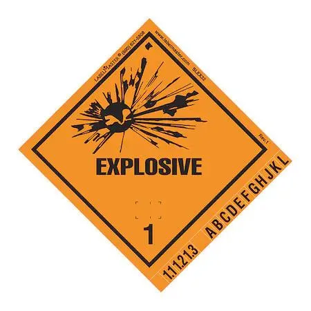 Pack of 500 vinyl Explosive 1 labels, 4 by 3 15/16 inches