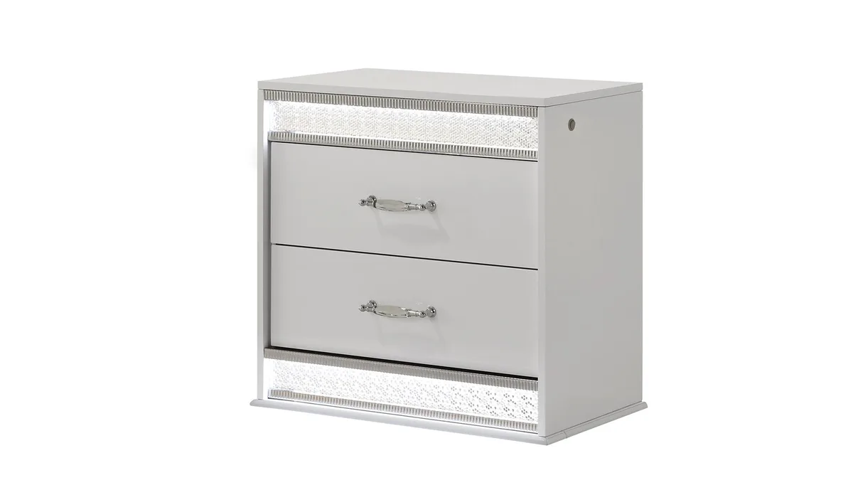tuphen tuphen Glam Modern Style 2-Drawer Nightstand White 25"H 24"W 15.5"D — product photo