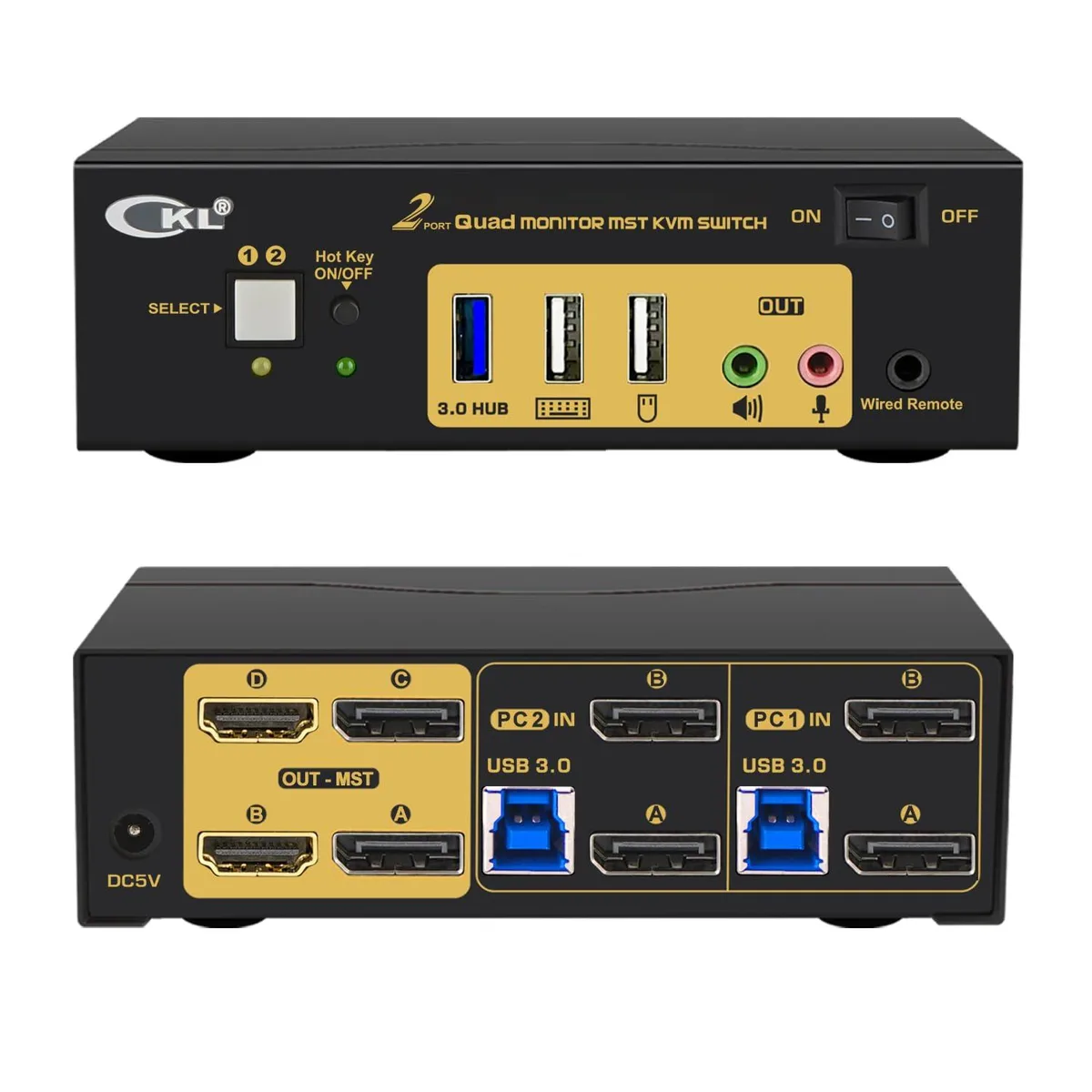 Vszerda Vszerda 624DH-MST KVM Switch 2 DP 1.4 In 2 DP 2 HDMI Out 4 Monitors 4K 60 144Hz USB 3.0 — product photo
