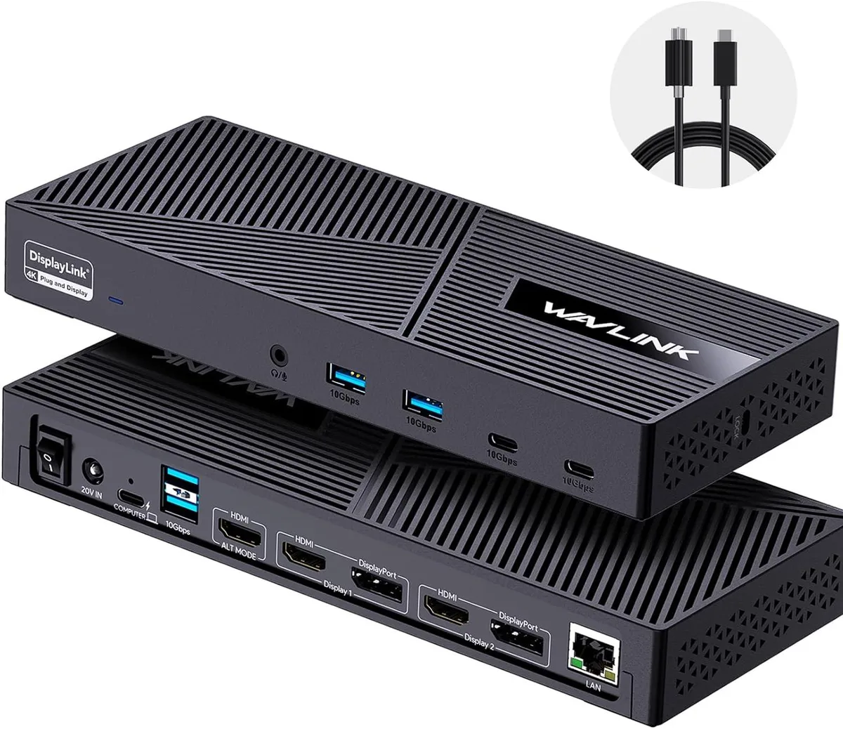 BFKK BFKK USB-C Docking Station Triple Monitors 130W Power Delivery DisplayLink 10Gbps USB-C 100W Charging — product photo