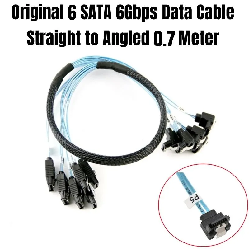 YEPLOOK YEPLOOK SATA 3.0 70CM Straight to Angled 6Gbps Blue 6PCS sata cable — product photo