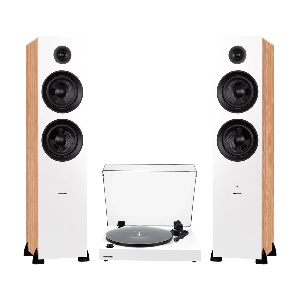 Fluance Fluance RT81+ Turntable (White) &amp; Ai81 Tower Speakers (Lucky Bamboo) Bundle — product photo