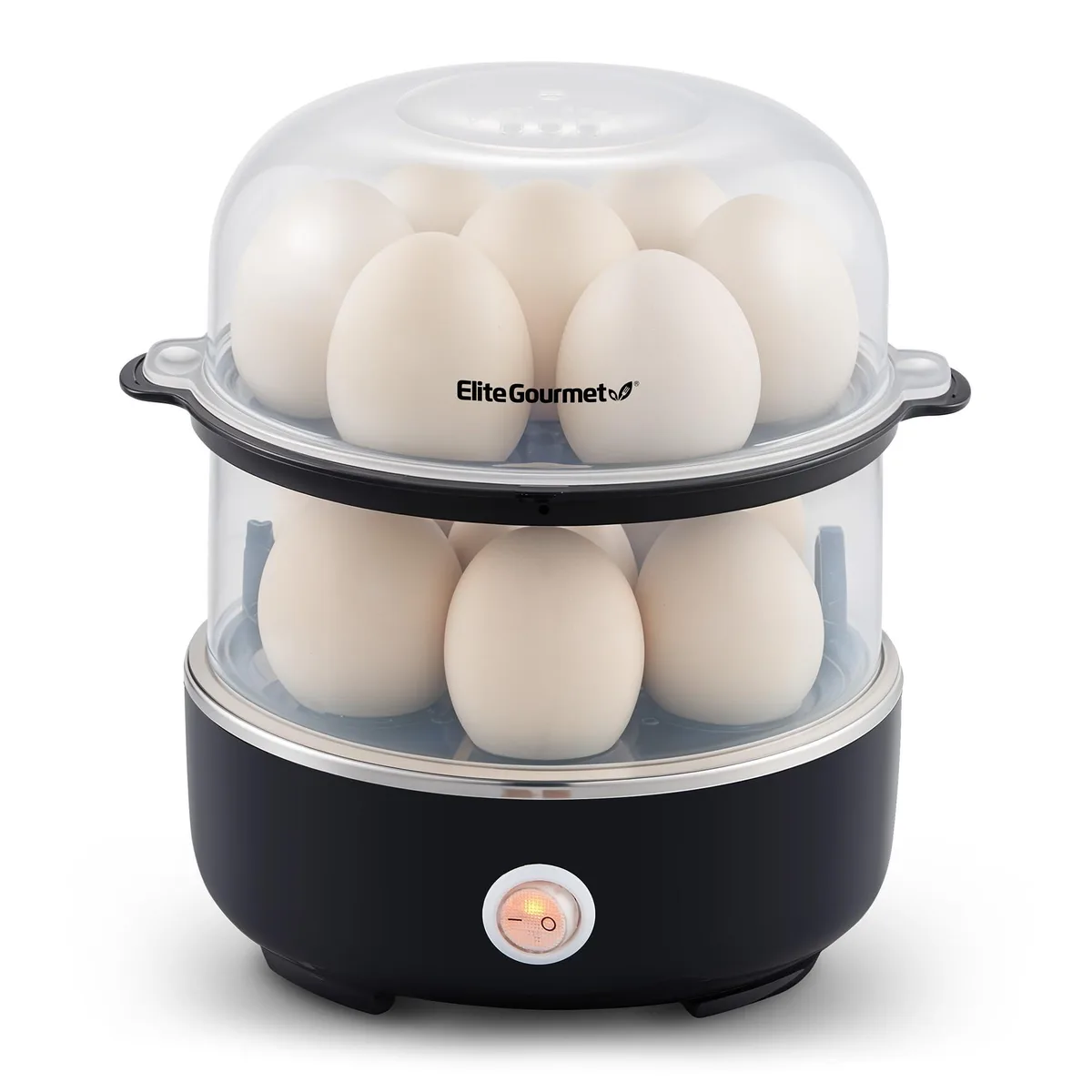  Elite Gourmet EGC1215B 14-Egg Two-Tier Steamer, Black — product photo