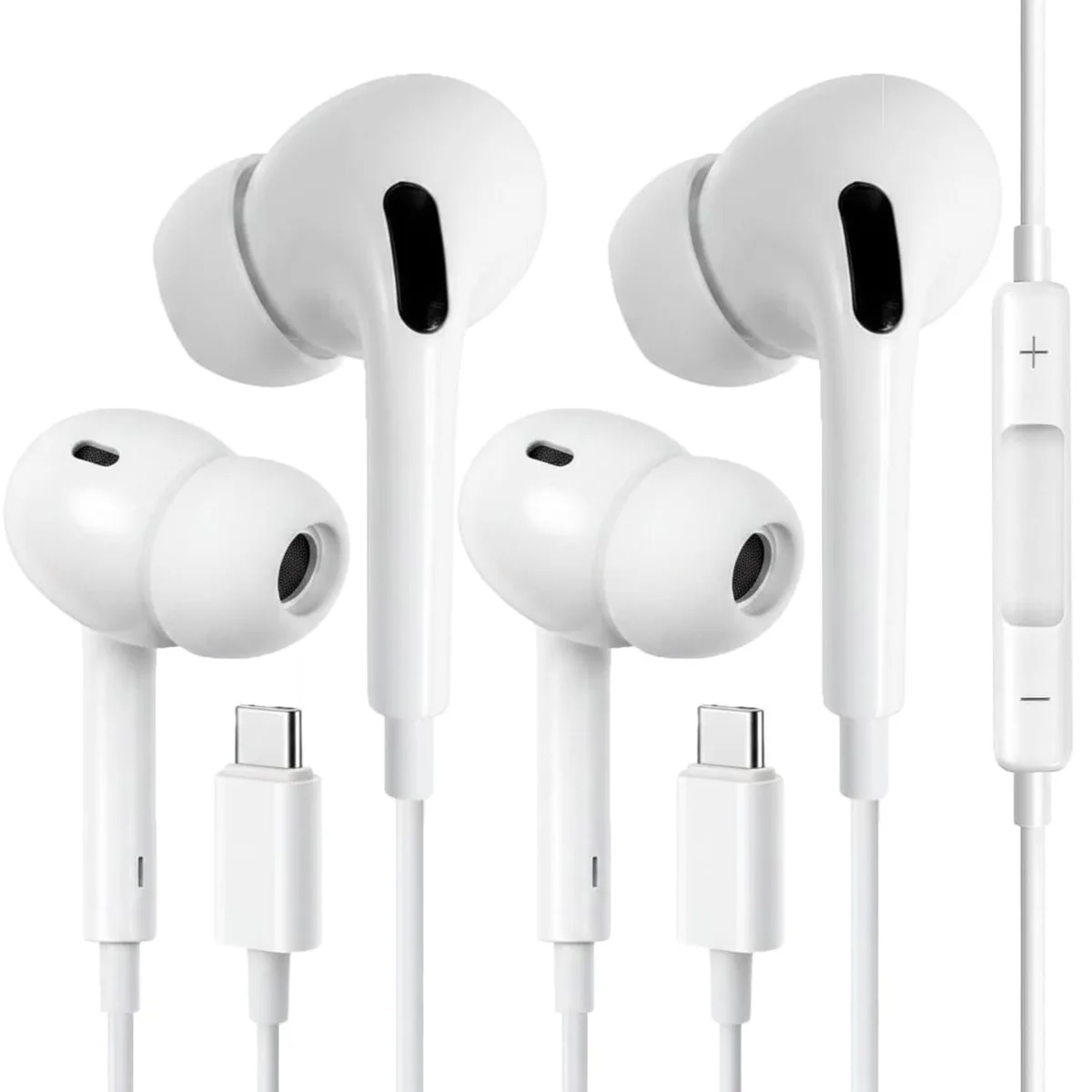 SIOODO SIO-C30 USB-C In-Ear Headphones White 2-Pack — product photo