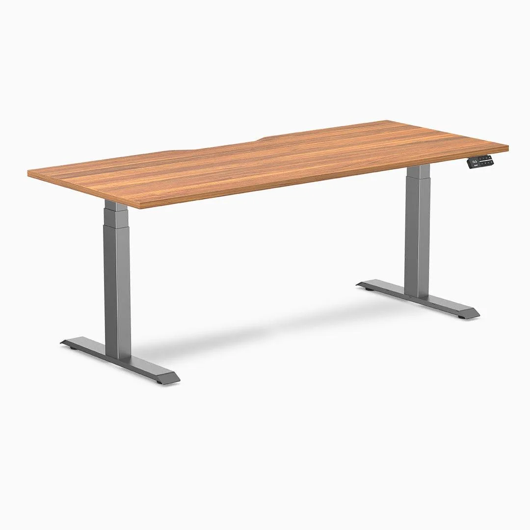 Desky Desky Dual Scalloped Sit-Stand Desk Prime Oak 70.9 x 29.5 in Space Gray — product photo
