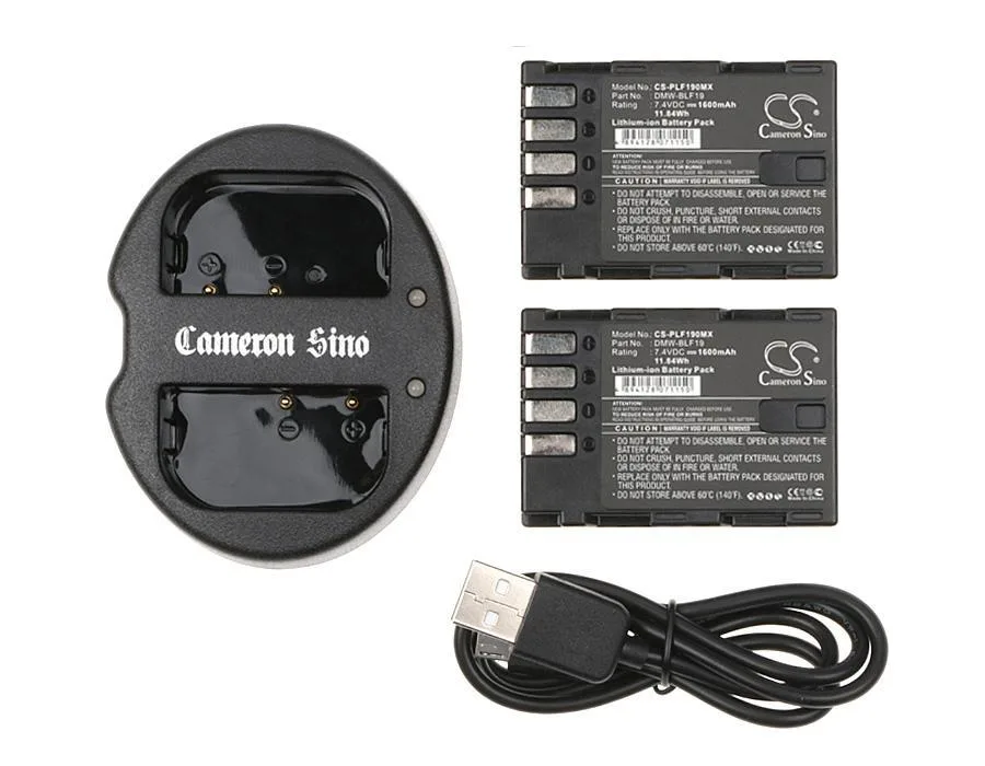 Rectangular rechargeable camera battery in dark grey plastic casing with gold contacts and brand label