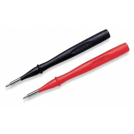 Pair of black and red Fluke test probes with pointed tips
