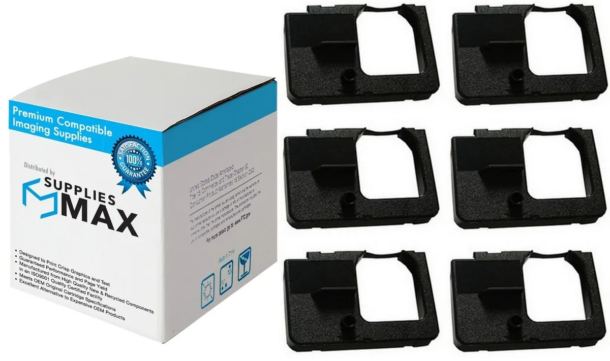 SuppliesMax SuppliesMax Simplex 1603-9806B Black Time Clock Printer Ribbons 6/PK — product photo