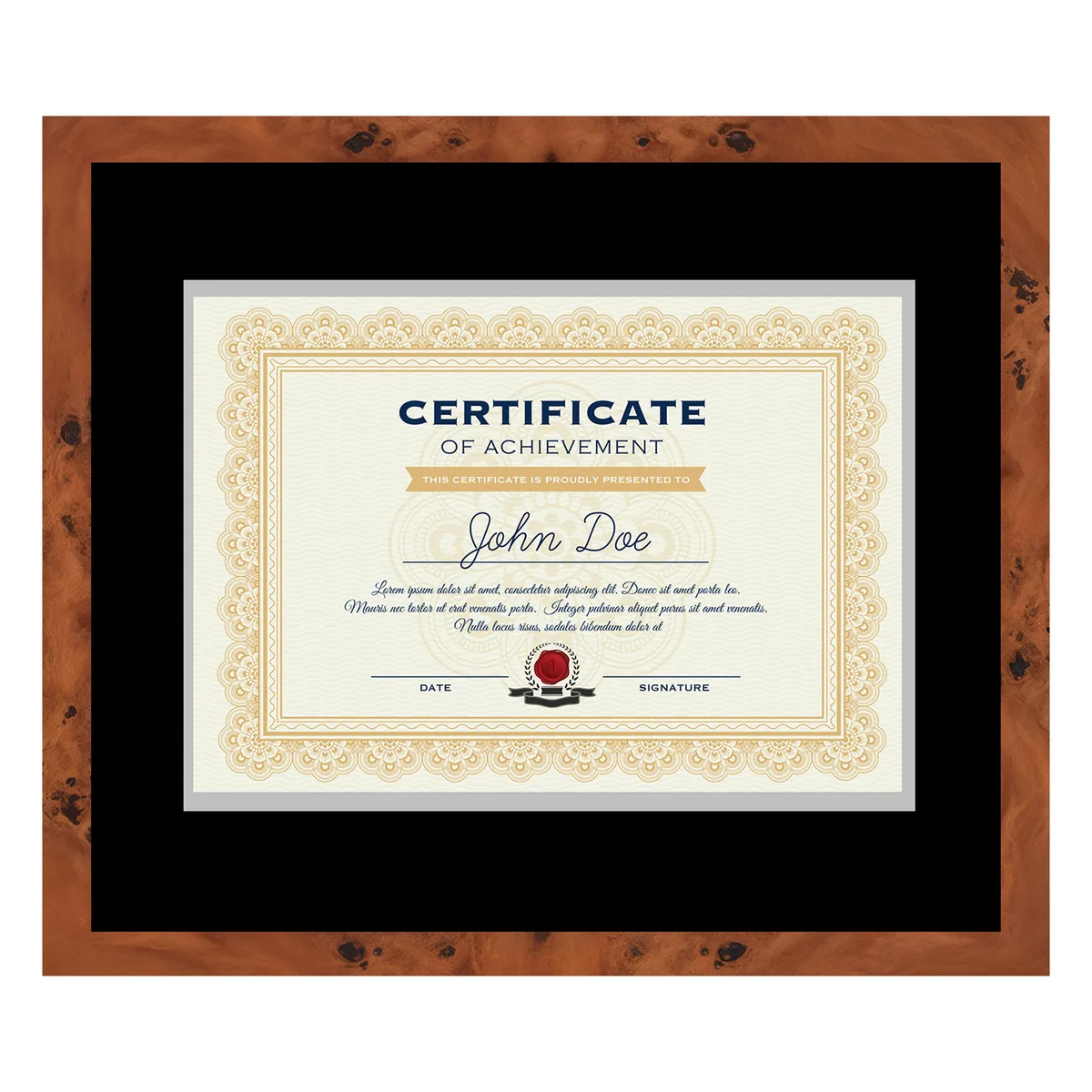 CustomPictureFrames.com CustomPictureFrames.com 16x19 Brown Diploma Frame Black on Silver Double Mat — product photo