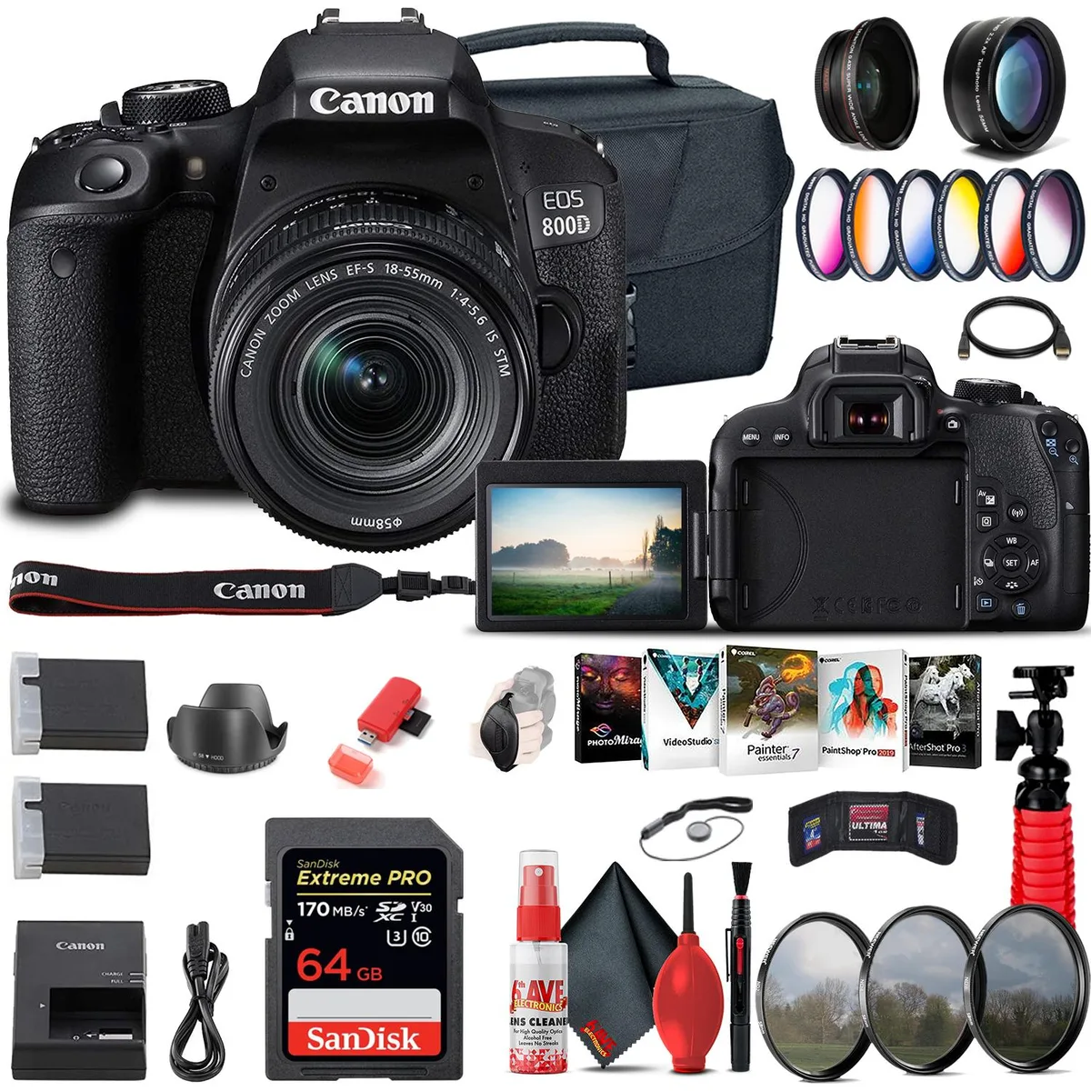 Canon Canon EOS Rebel 800D DSLR Camera 18-55mm Lens Starter Bundle — product photo