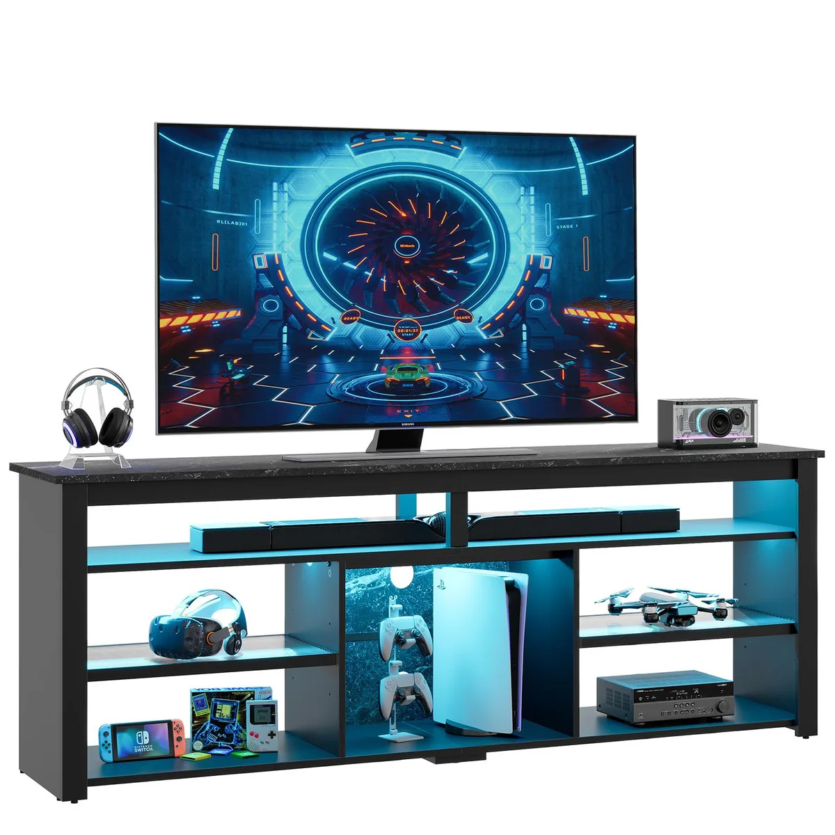Bestier Bestier Tall LED TV Stand 70.87"W Black Marble 75" TV 160 lbs — product photo