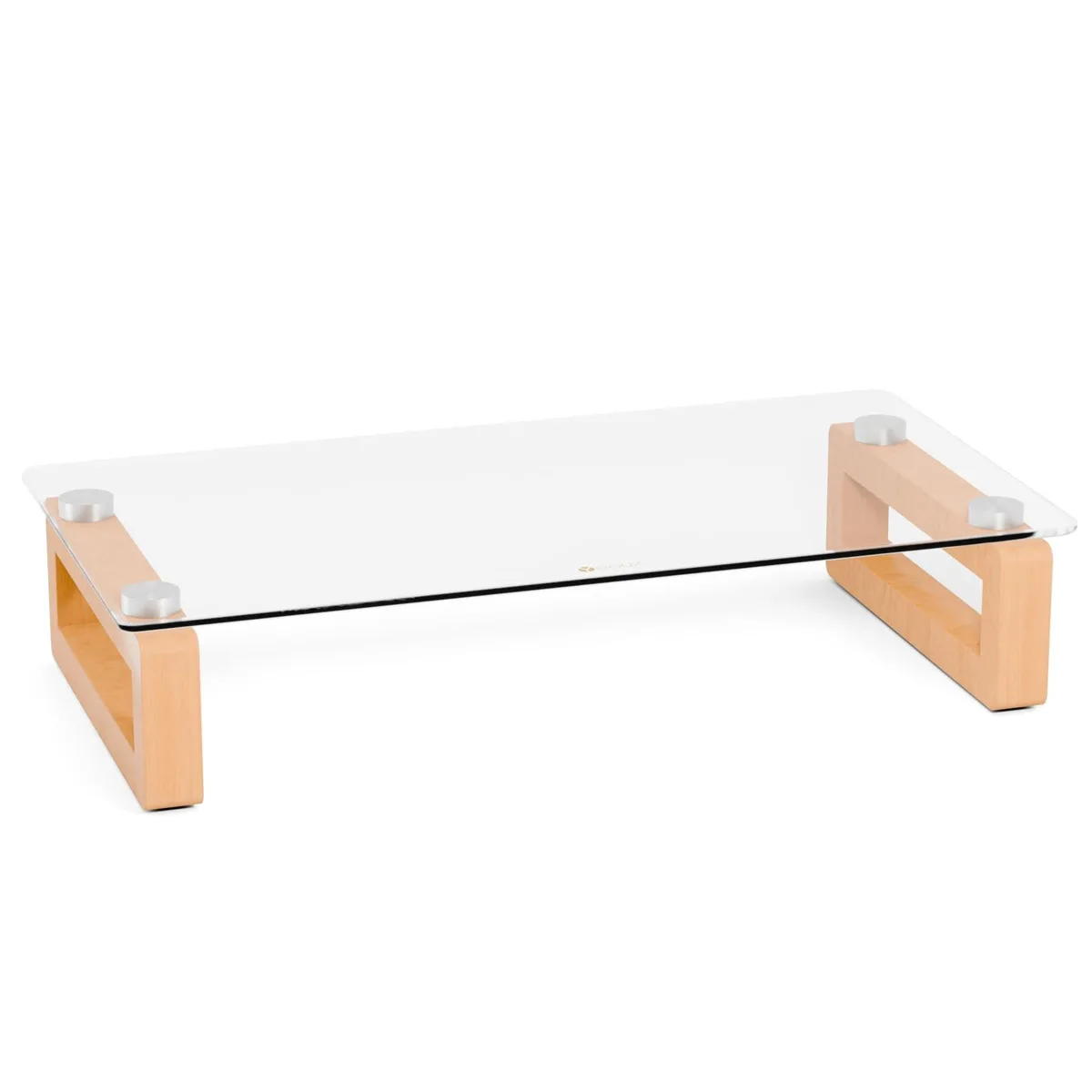 BESIGN BESIGN Clear Floating Monitor Riser with Natural Wood Base 2 in 1 Accessory — product photo
