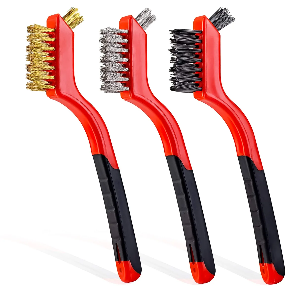 Lavaxon Wire Brush Set 3pcs Nylon Brass Stainless Steel Red — product photo