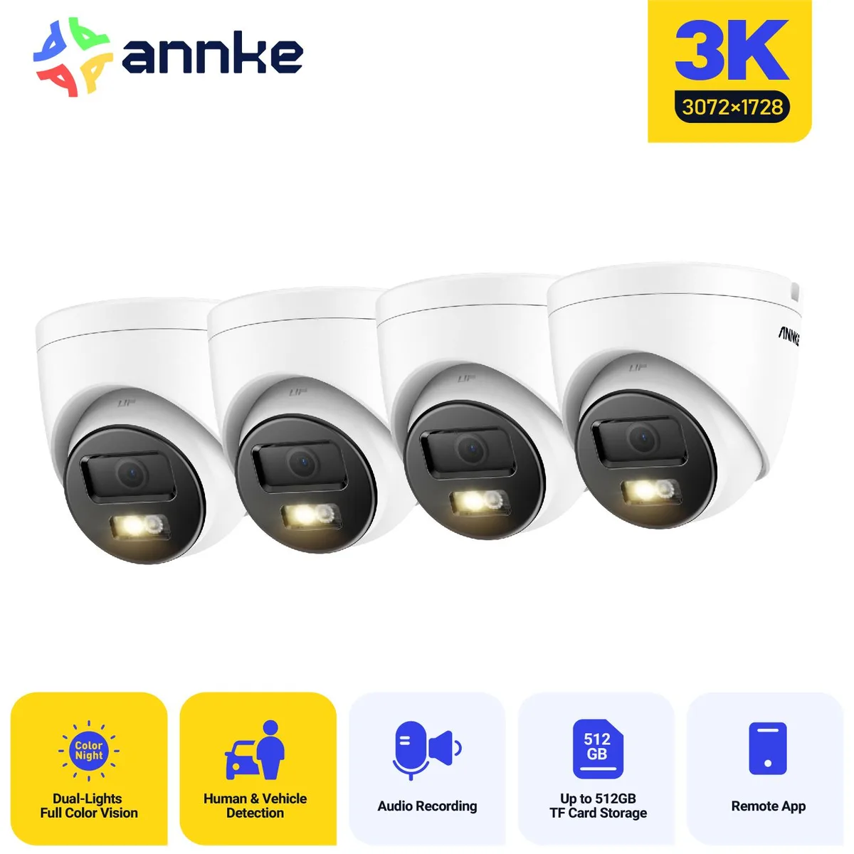 Annke Annke 4PCS 3K PoE Turret Surveillance Security System — product photo