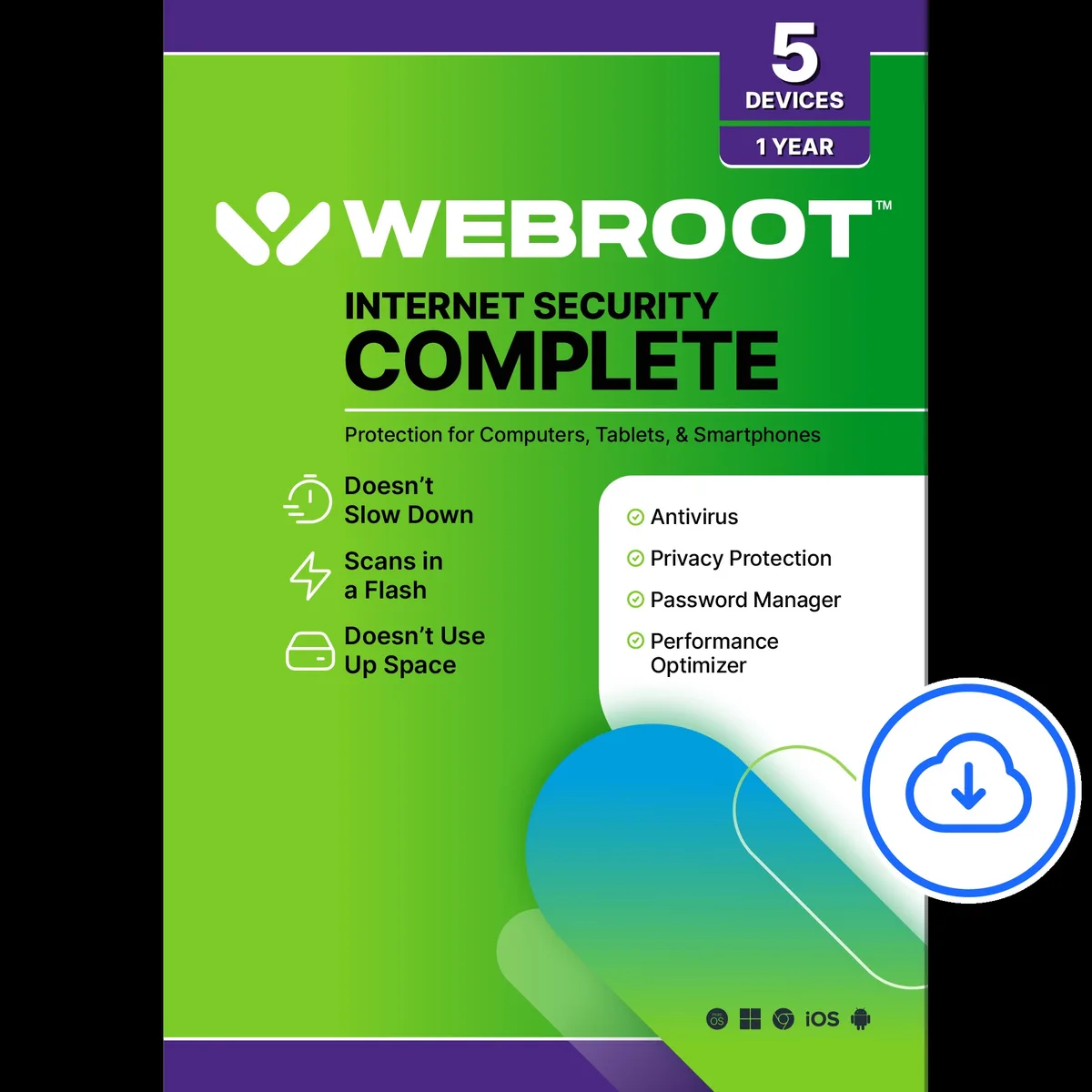Webroot Software, Inc. Webroot Software, Inc. 25315-16 Internet Security Complete + Antivirus 2022 5 Devices 1 Year Download — product photo