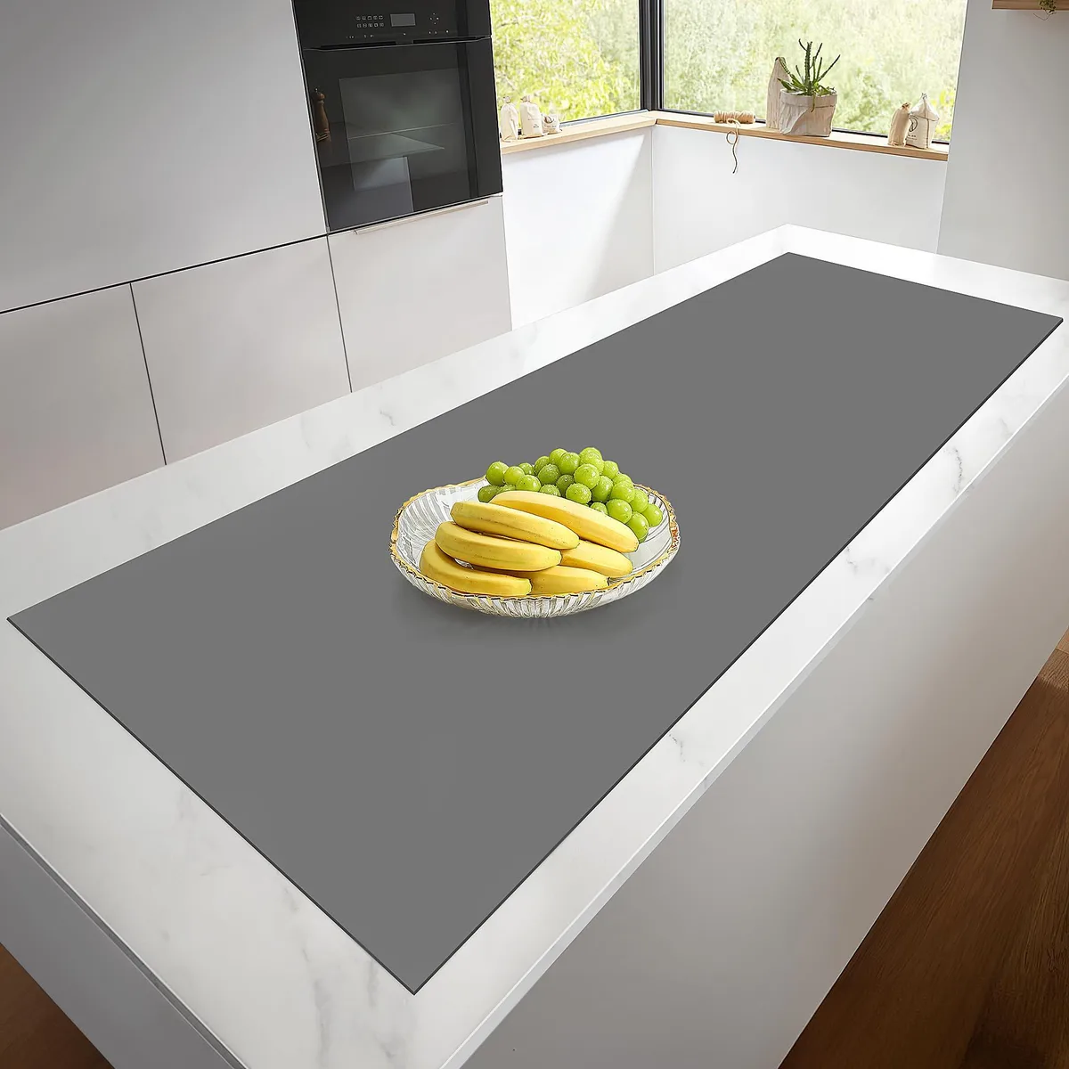 Grey silicone mat roll 17 in by 5 ft thin flexible sheet