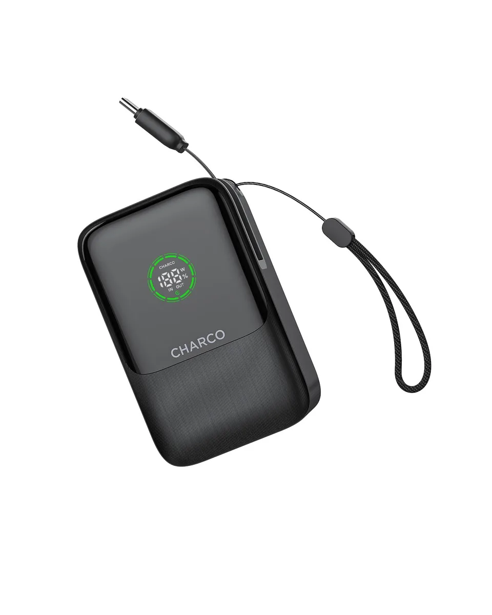 No Sew No Sew TS-PB03 power bank 10000mAh 45W retractable USB-C cable — product photo