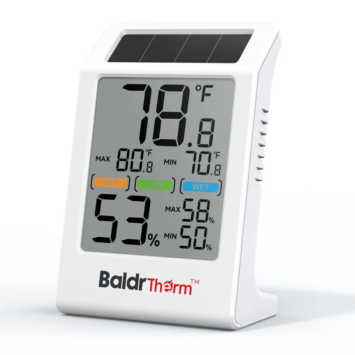 White rectangular indoor thermometer with 3.2 inch LCD display