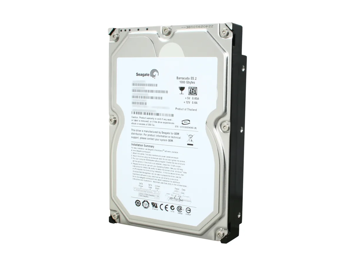 Seagate Seagate ST31000340NS BarraCuda ES.2 1TB 7200 RPM 32MB SATA 3.0Gb/s 3.5" internal hard drive — product photo