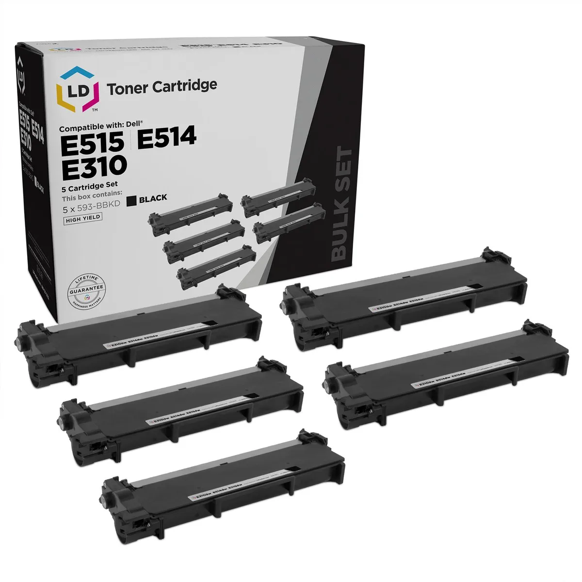 LD Products LD Products Compatible Toner Cartridge 593-BBKD P7RMX High Yield Black 5-Pack — product photo