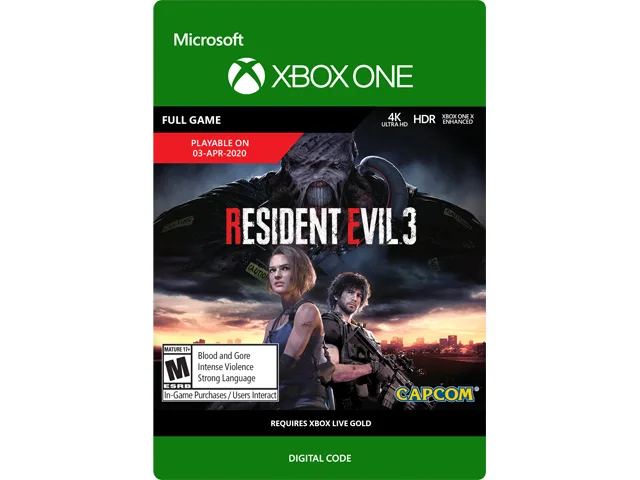 Xbox One digital code card for Resident Evil 3