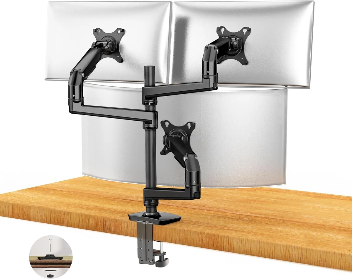 BFKK BFKK E666 Triple Monitor Mount Black 40" 25 lbs 100x100 75x75 VESA — product photo