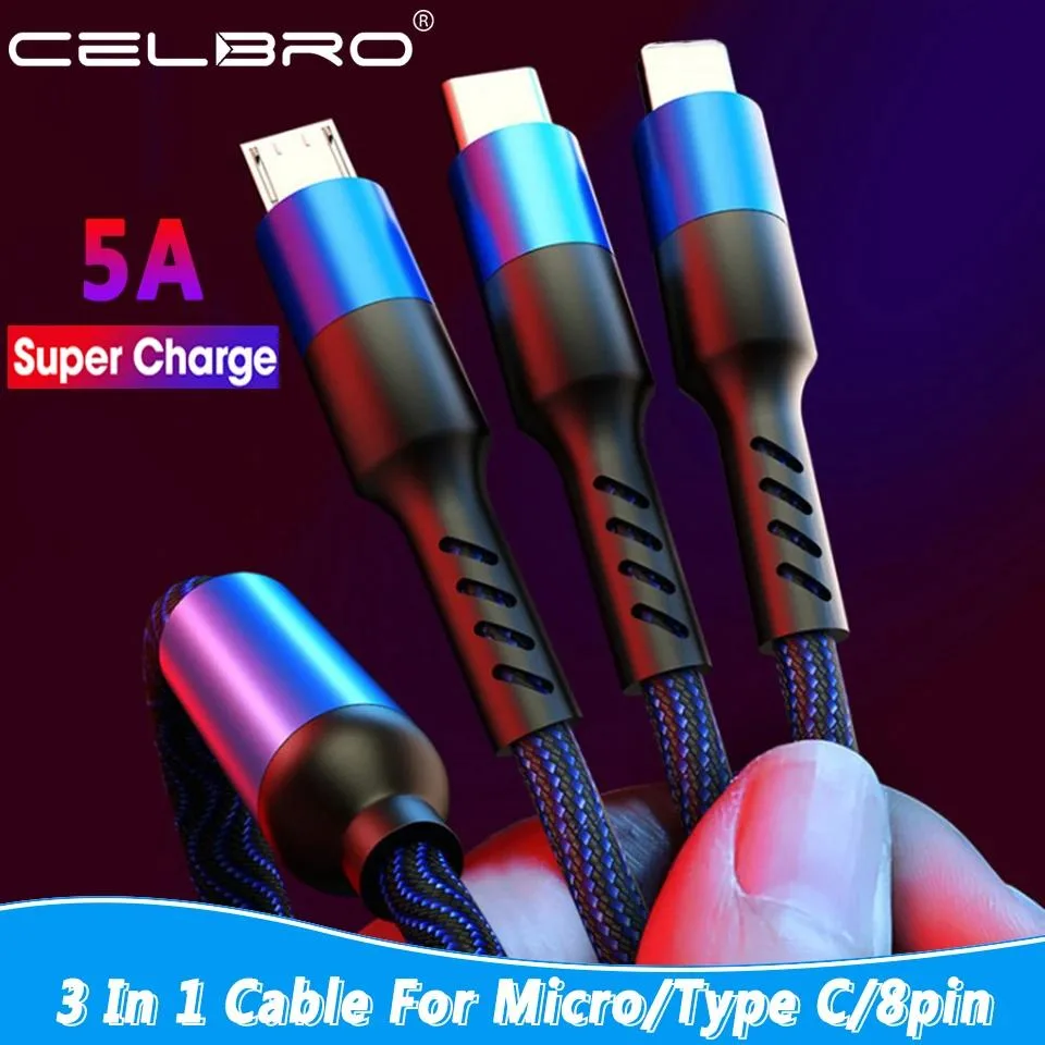 Defendwe Defendwe 3-in-1 USB Cable 120/125/150cm 5A — product photo