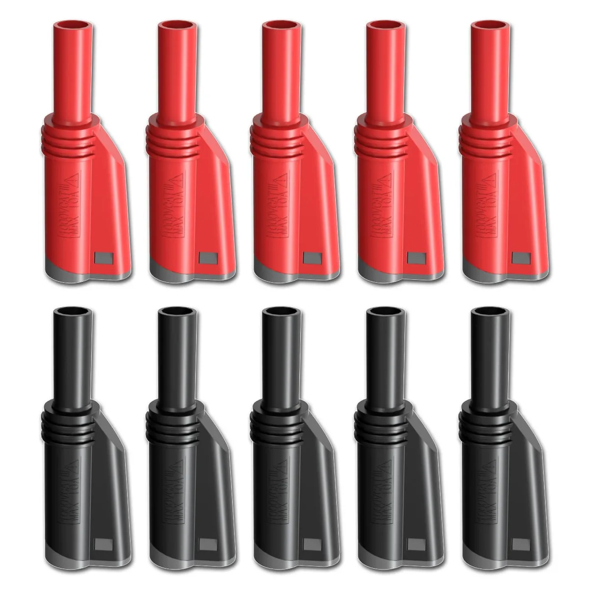 KEHIPI KEHIPI 4mm Stackable Shrouded Banana Plugs 10pcs Red Black — product photo