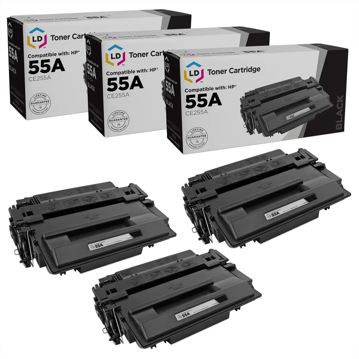 LD Products LD Products Compatible HP 55A/55X CE255A/X 3-Pack Black Toner Cartridge 6000 Pages — product photo