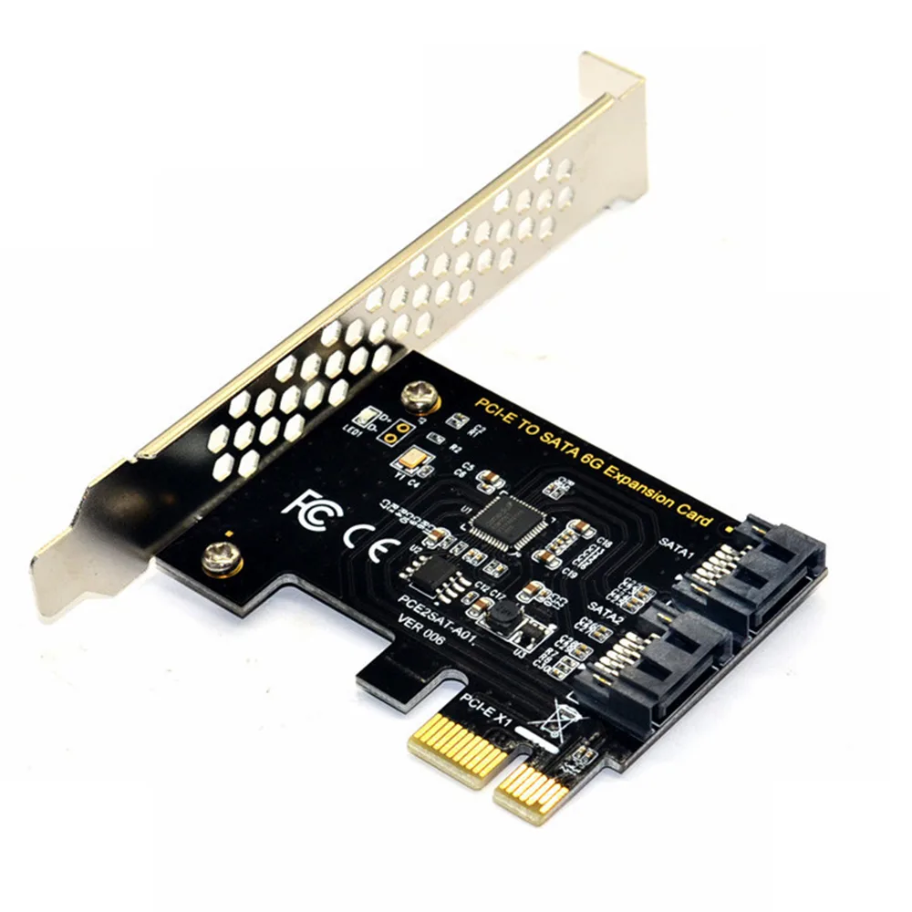 PENGQIAO PENGQIAO PCIe SATA Card 2 Ports 6Gbps ASM1061 Low Profile Bracket — product photo