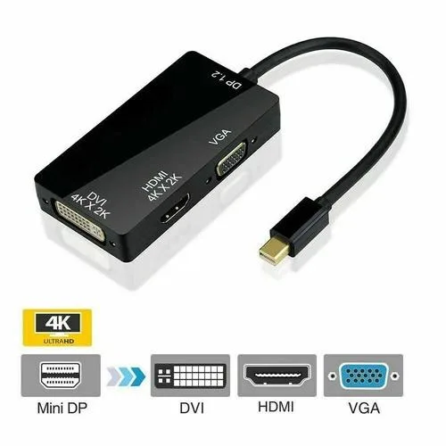 NShi NShi Mini DisplayPort 1.1a to HDMI 1.4 DVI VGA Adapter 17cm — product photo
