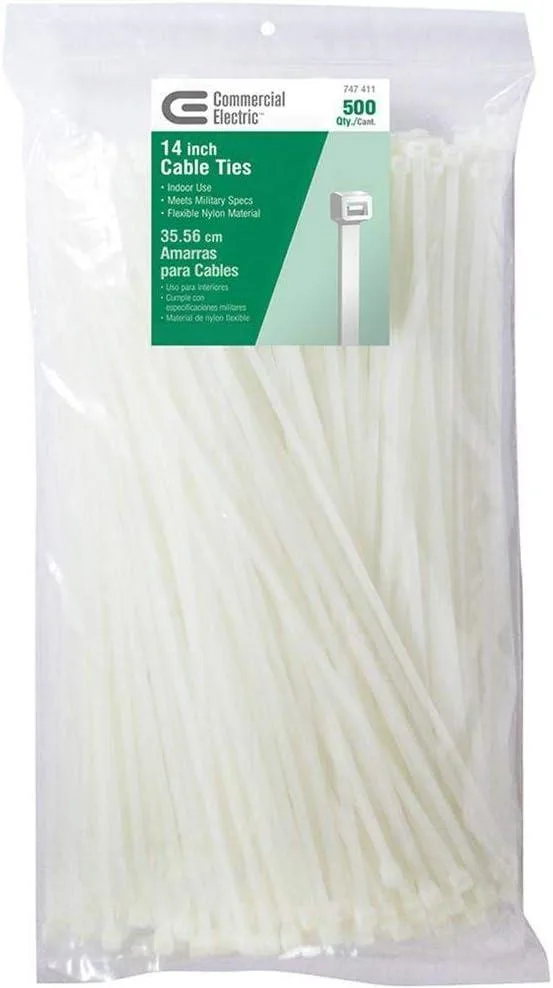 Commercial Electric Commercial Electric 14 in Cable Tie Natural 500-Pack — product photo