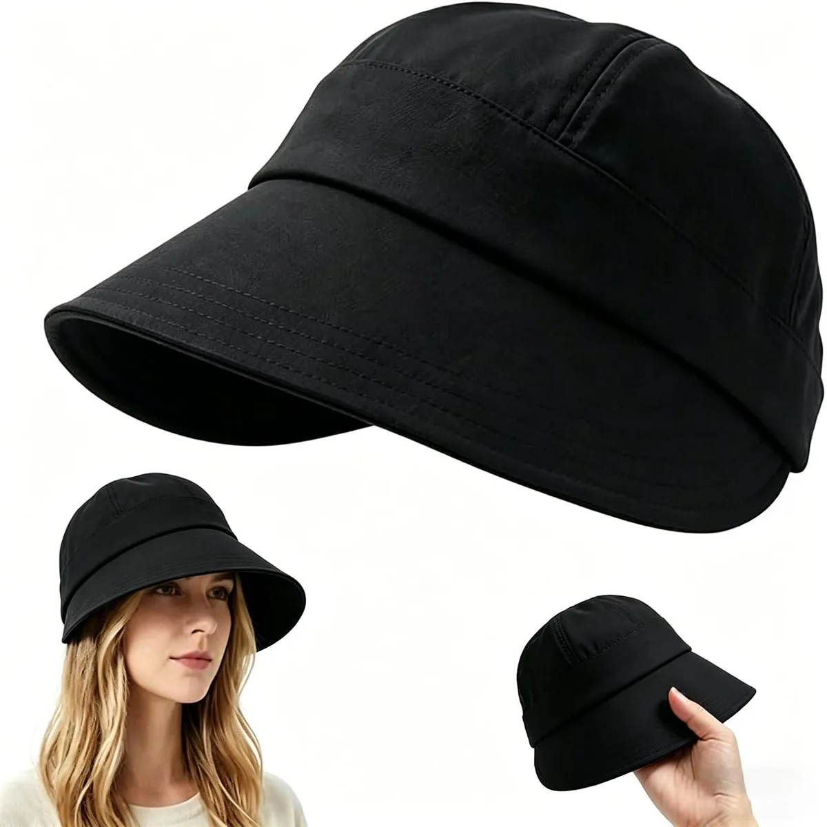  UPF 50+ Adjustable Baseball Hat Black — product photo