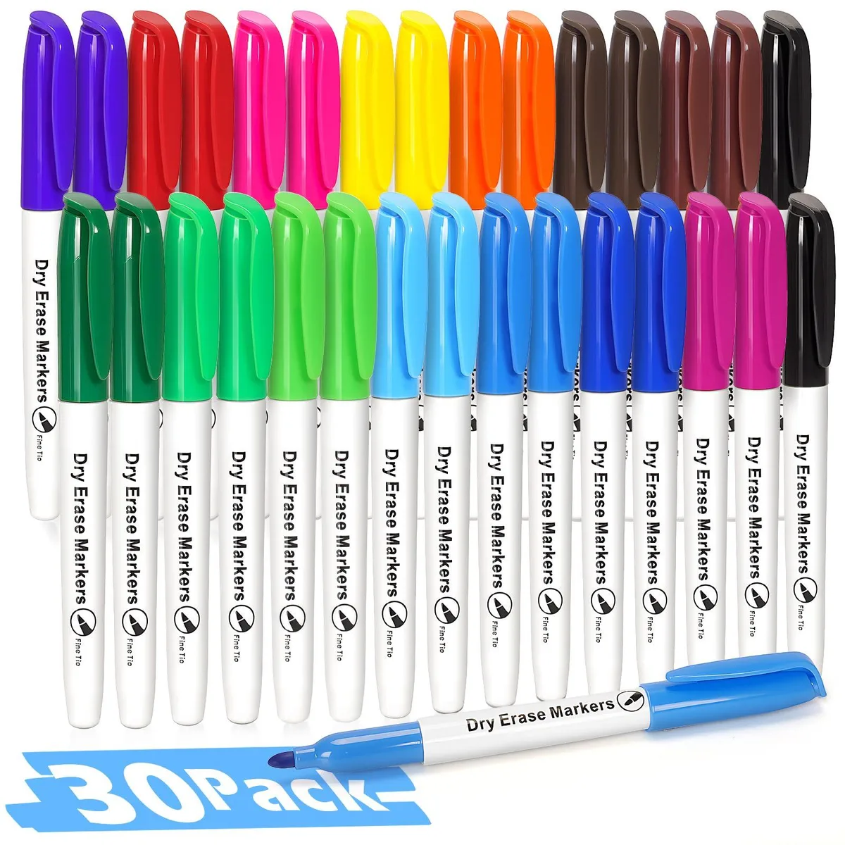  30 Pack Dry Erase Markers 15 Colors Fine Tip 1.5mm — product photo