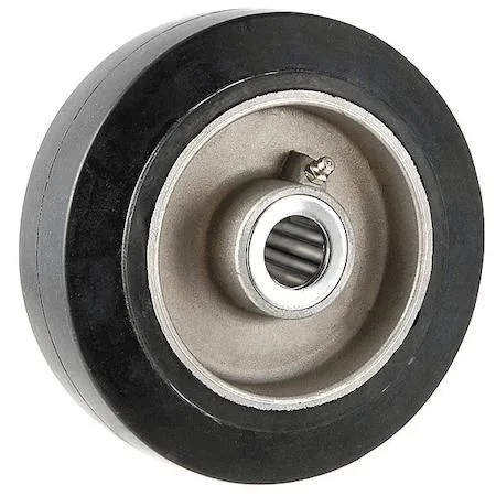 Six inch rubber caster wheel with aluminum core and roller bearing