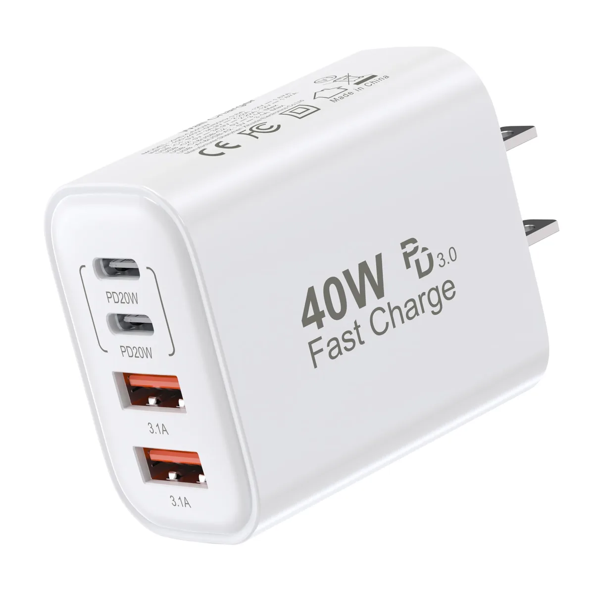  TT&amp;C XHD-4503 40W 4-Port USB Charger White — product photo