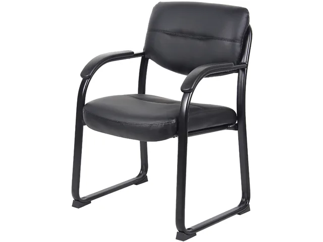 BOSS Office Products BOSS Office Products B9519 leather sled-base side chair with arms — product photo