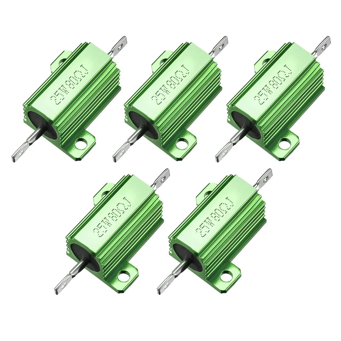 Unique-Bargains Unique-Bargains 25W 80 Ohm Aluminium Chassis Mount Wirewound Resistors Green 5pcs — product photo
