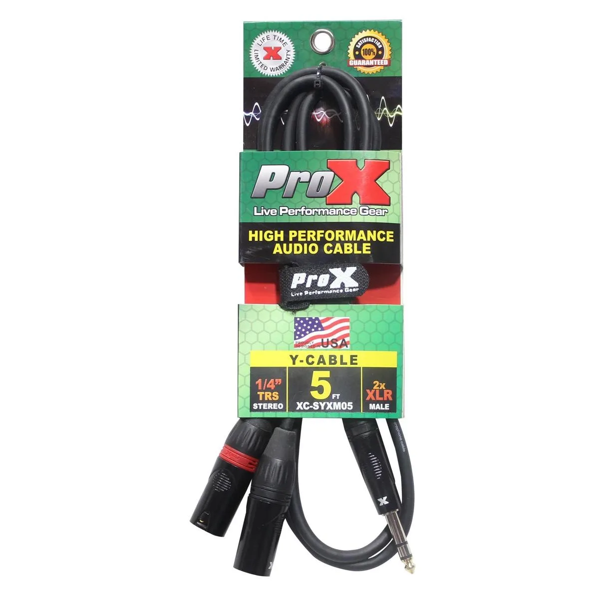 ProX ProX XC-SYXM05 5' 1/4" TRS-M to Dual XLR3-M Y Cable — product photo