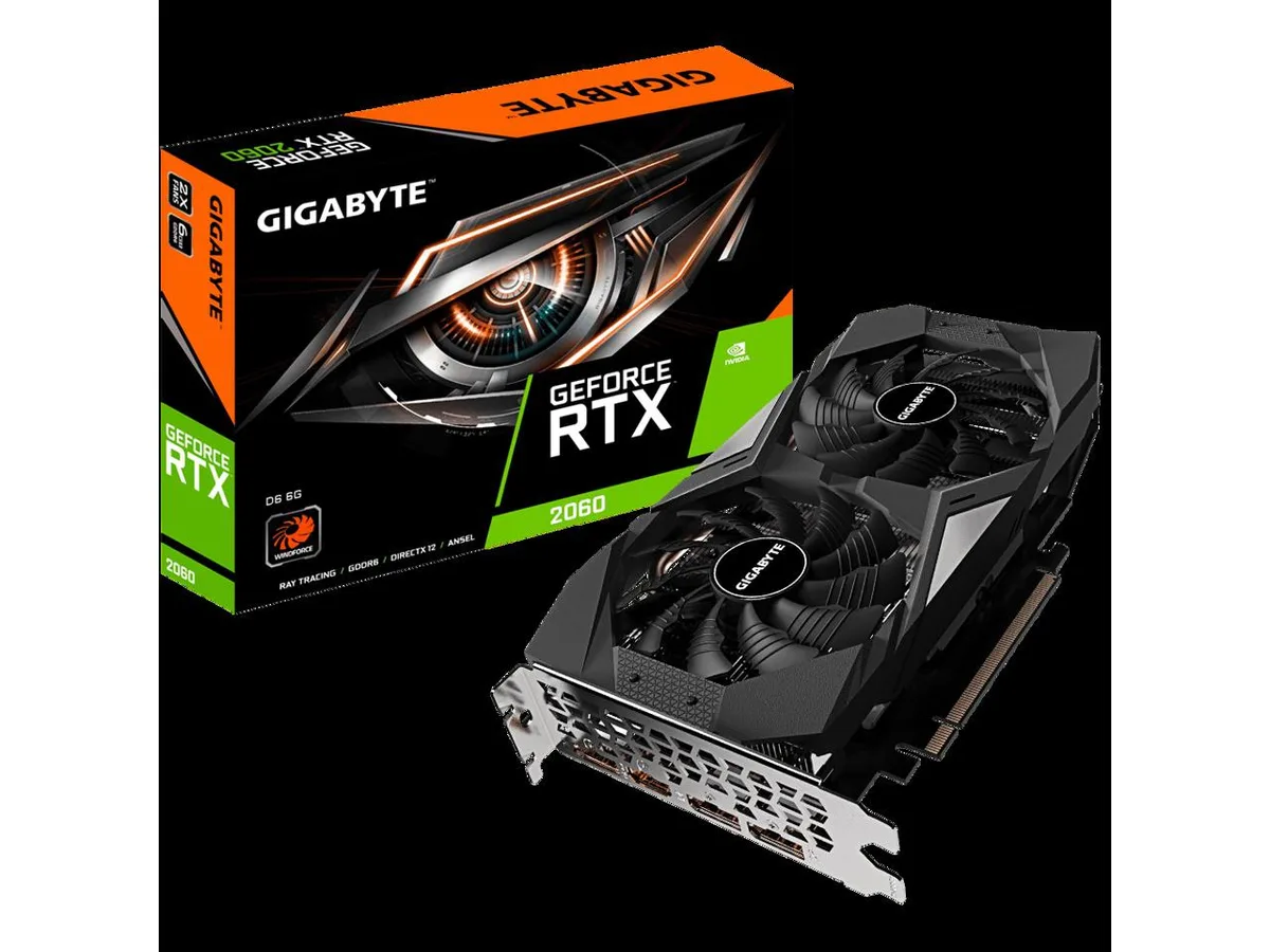 GIGABYTE GIGABYTE GeForce RTX 2060 6GB GV-N2060D6-6GD graphics card — product photo