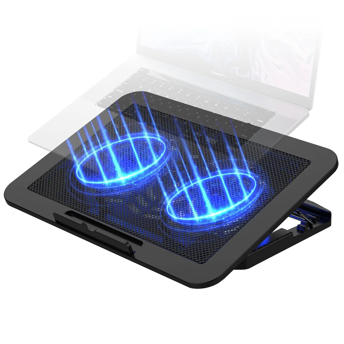  ENHANCE IJ10631 17" laptop cooling pad, dual 120mm fans, 1400 RPM, dual USB, 5 heights — product photo