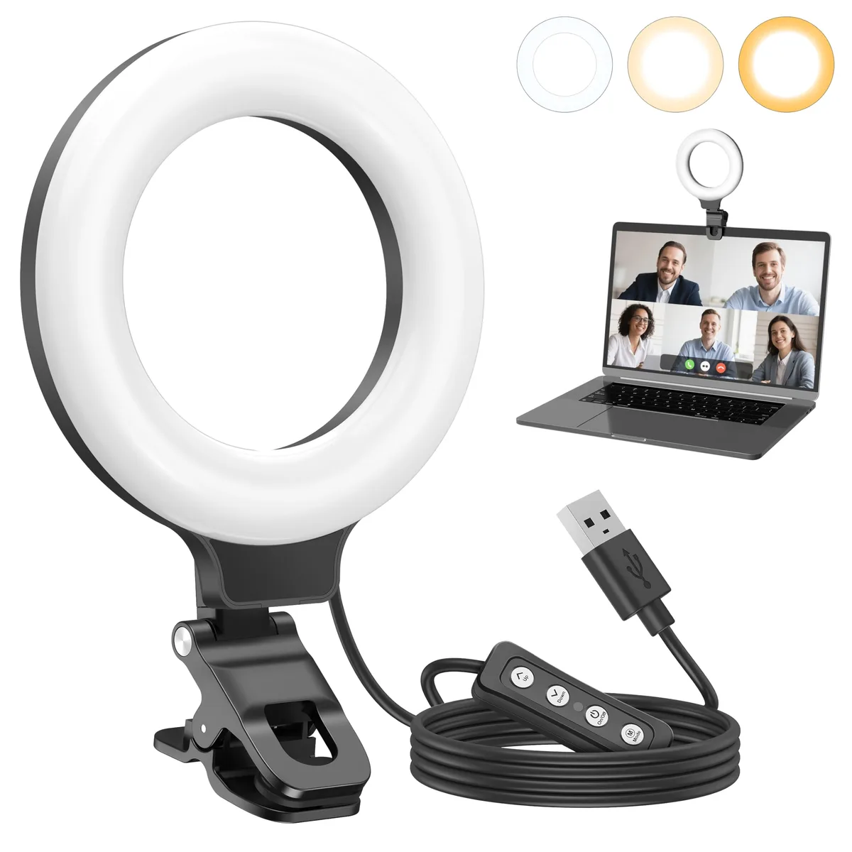  Anautin R5 Clip-On Ring Light 64 LEDs 2600-6500K 360° 170° USB — product photo