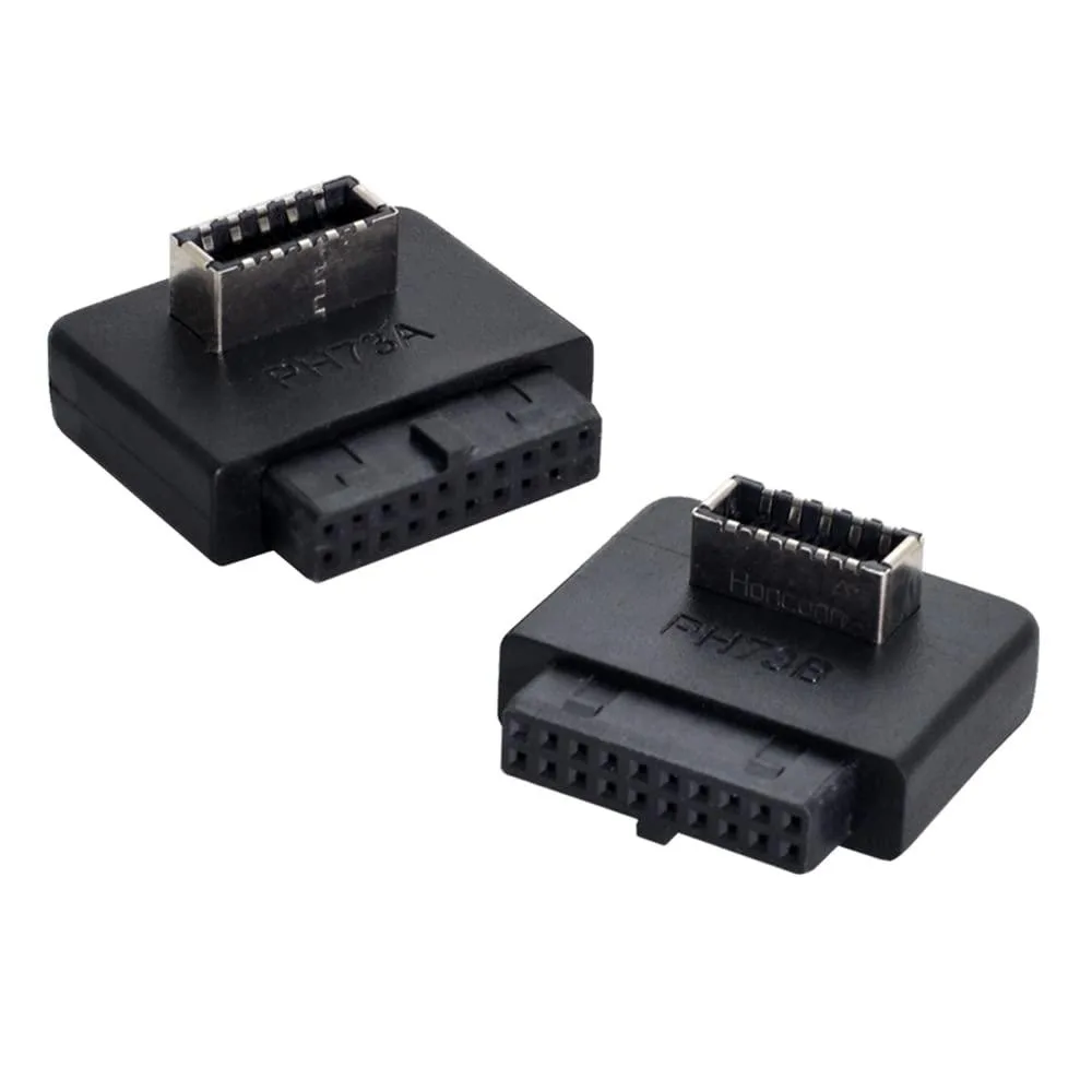 Two black USB 3.1 to 3.0 20-pin header adapters