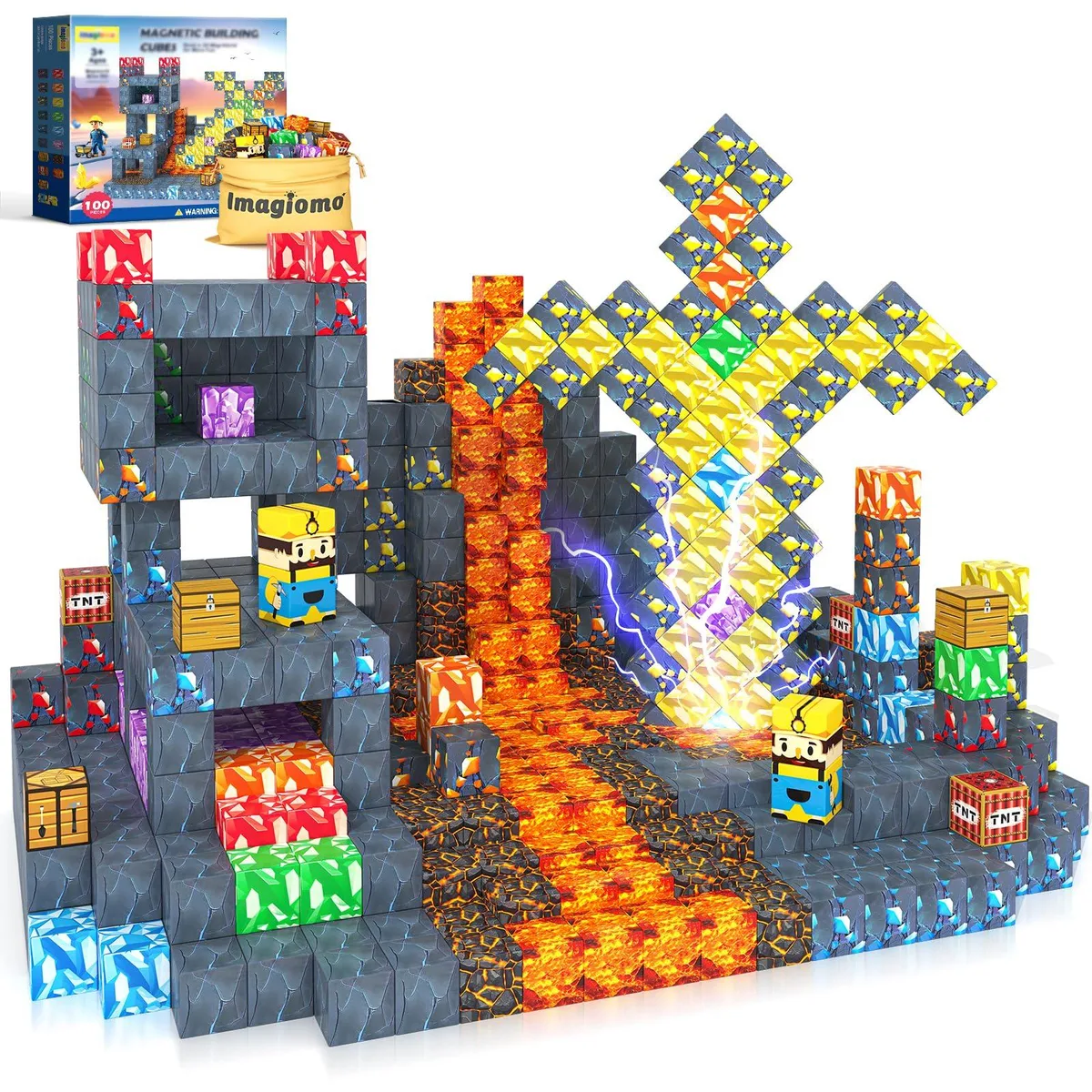 Magnetic Blocks Build Mine Magnet World 100pcs — product photo