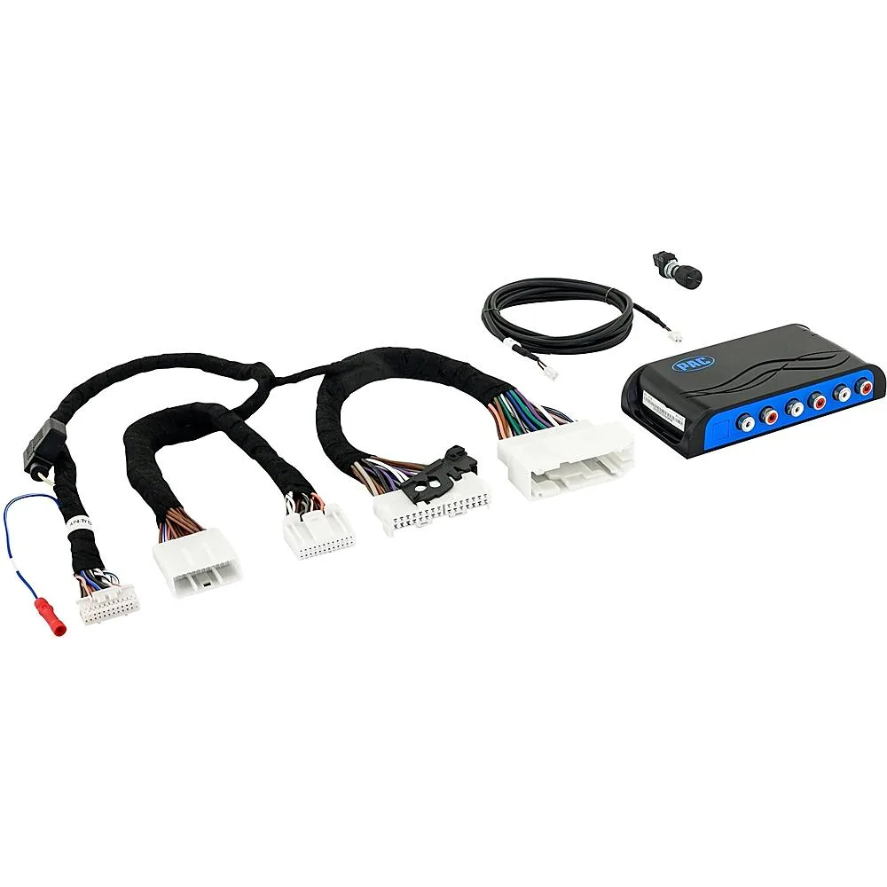 Black rectangular adapter with blue and black connectors visible