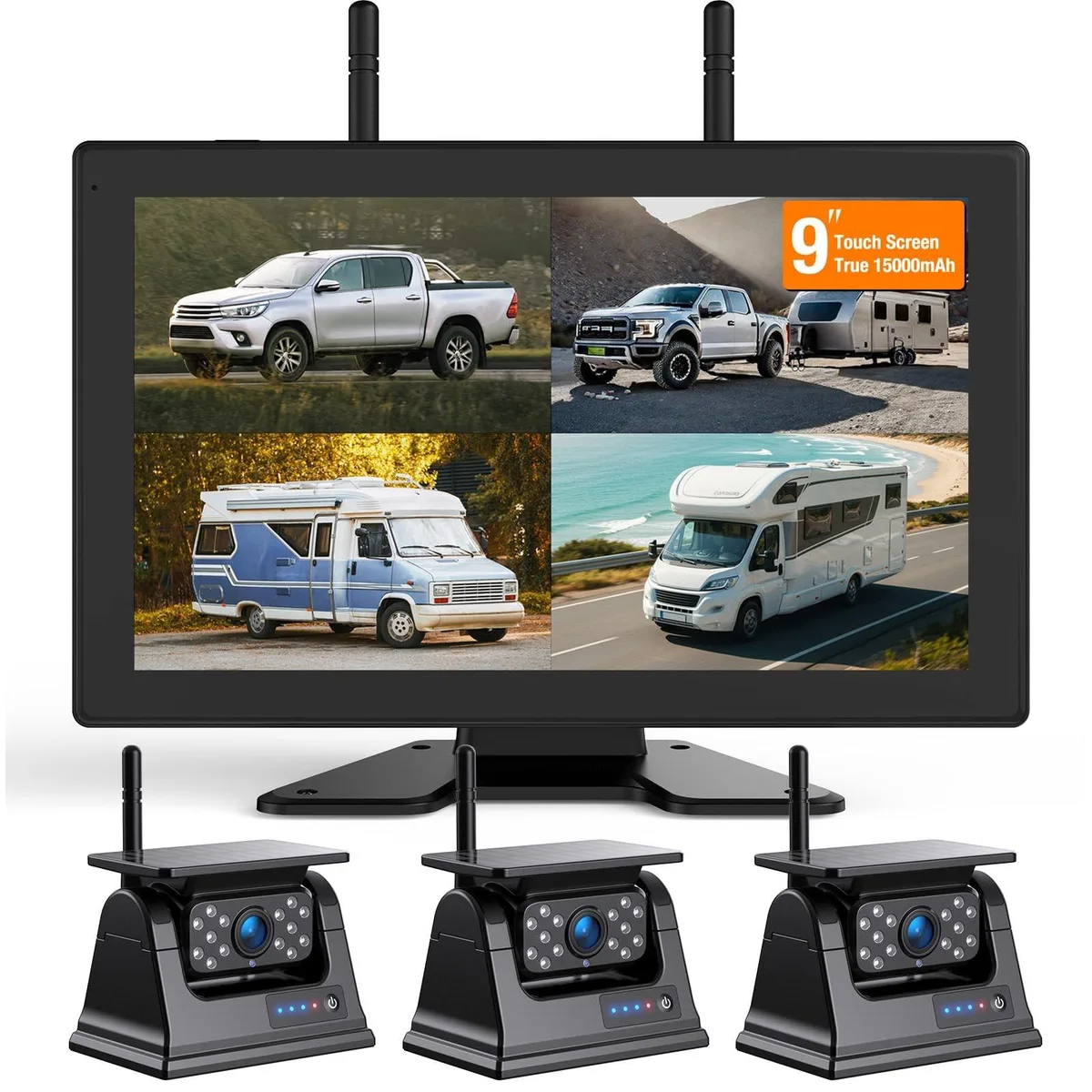 Adafruit Adafruit 2 in 1 Accessory 15000mAh Solar Magnetic Wireless Backup Camera 9 Touchscreen 32GB SD 14 IR IP69 — product photo
