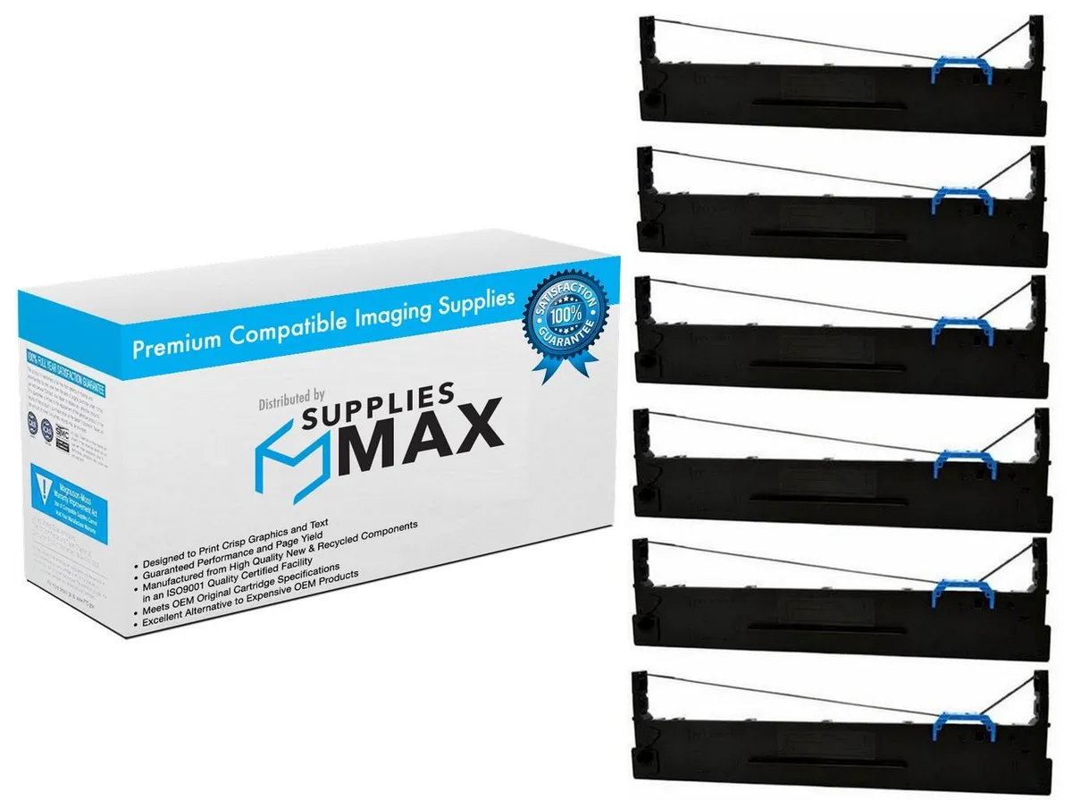 SuppliesMax SuppliesMax GCM099071L Black Printer Ribbons 6 Pack — product photo