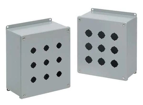 HOFFMAN HOFFMAN E2PBX pushbutton enclosure 6.00 in mild steel ANSI 61 gray — product photo