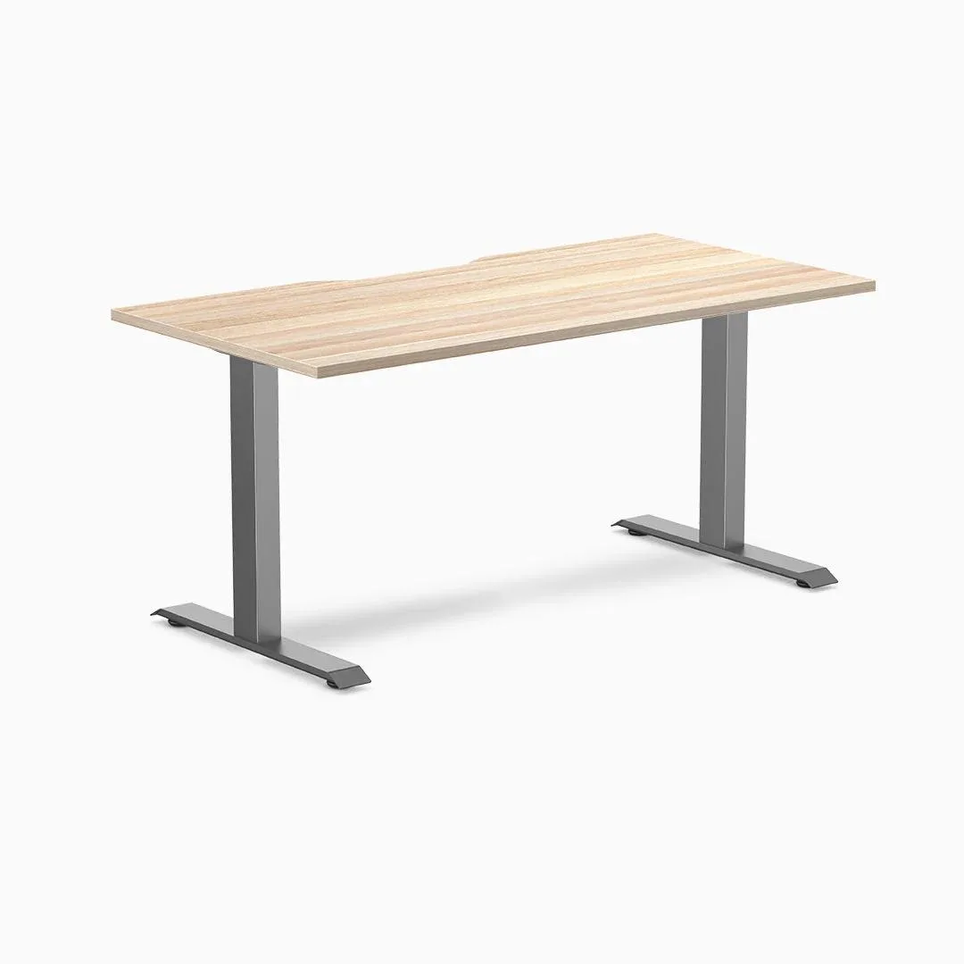 Desky Desky Zero Scalloped Laminate Desk Classic Oak 59.1 x 29.5 in Space Gray — product photo